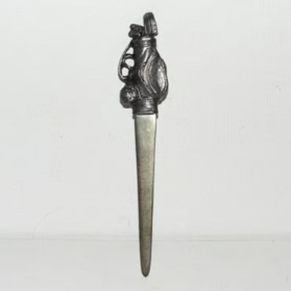 Vintage Metzke Letter Opener With Golf Bag Top Pewter